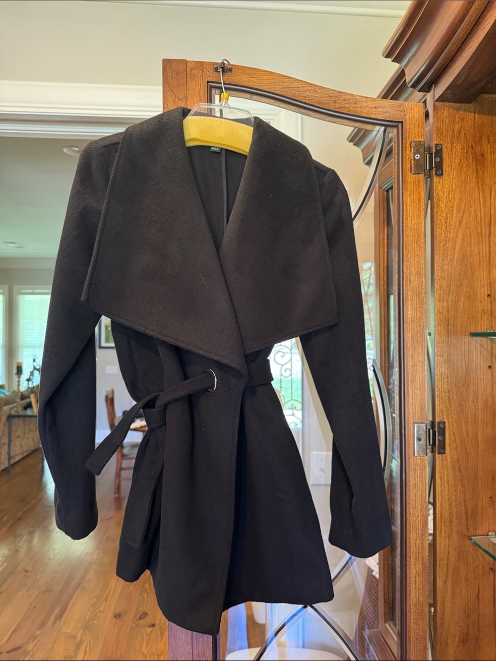 Ann Taylor Black Women's Belted Wrap Coat S